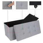 SONGMICS 76cm Folding Storage Ottoman Bench Foot Rest Stool Light Gray - Furniture > Living Room > Ottomans & Footstools
