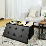 SONGMICS 76cm Folding Storage Ottoman Bench Footrest Black - Furniture > Living Room