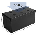 SONGMICS 76cm Folding Storage Ottoman Bench Footrest Black - Furniture > Living Room