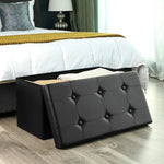 SONGMICS 76cm Folding Storage Ottoman Bench Footrest Black - Furniture > Living Room
