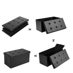 SONGMICS 76cm Folding Storage Ottoman Bench Footrest Black - Furniture > Living Room