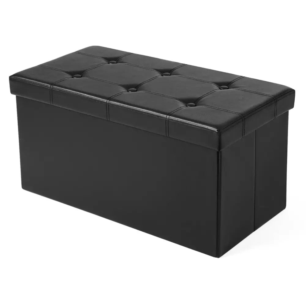 SONGMICS 76cm Folding Storage Ottoman Bench Footrest Black - Furniture > Living Room