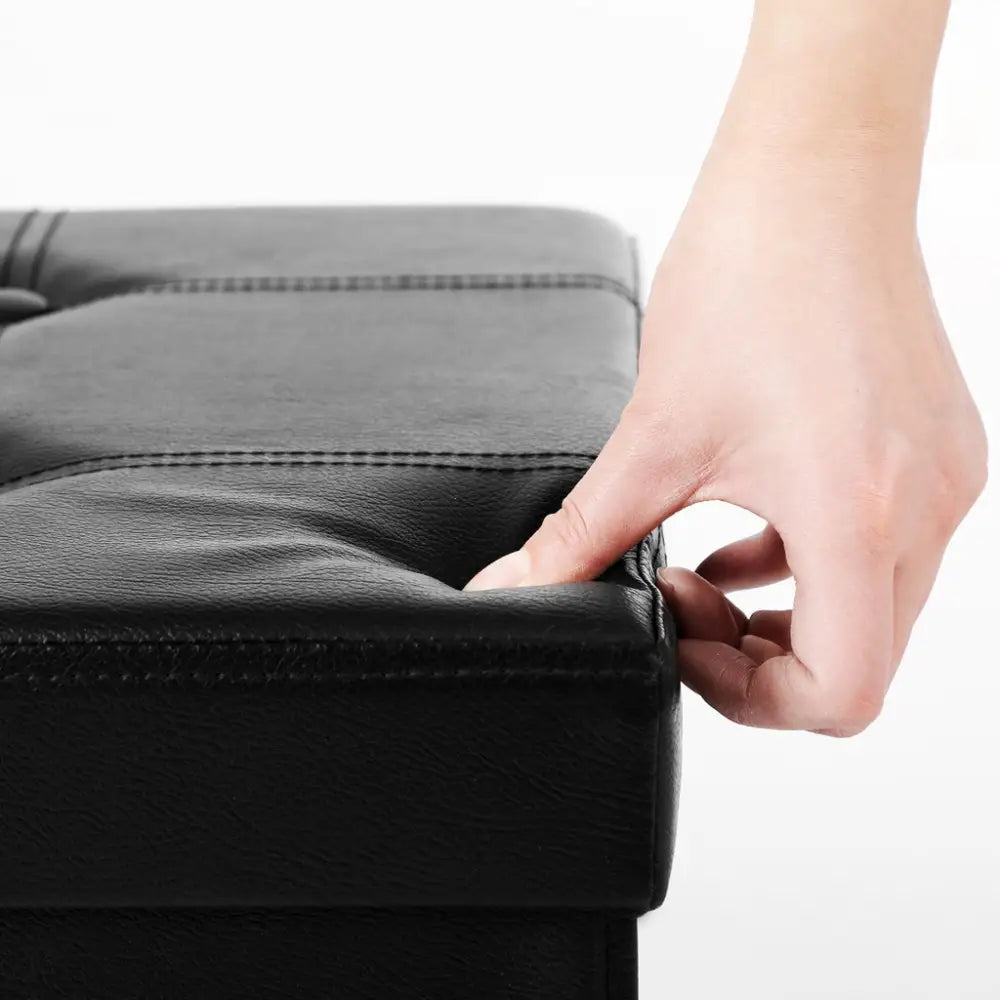 SONGMICS 76cm Folding Storage Ottoman Bench Footrest Black - Furniture > Living Room