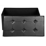 SONGMICS 76cm Folding Storage Ottoman Bench Footrest Black - Furniture > Living Room