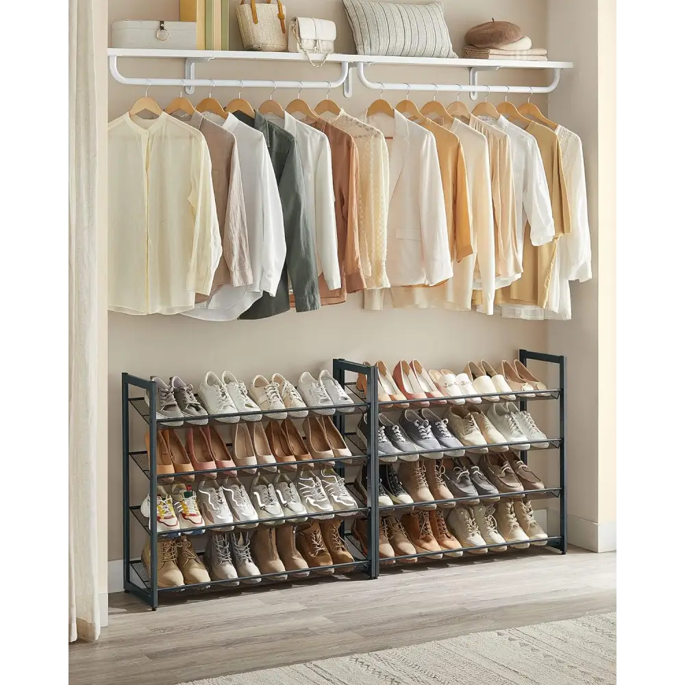 SONGMICS 8-Tier Shoe Rack Storage 32 pairs with Adjustable Shelves Gray LMR08GBV1 - Furniture > Living Room