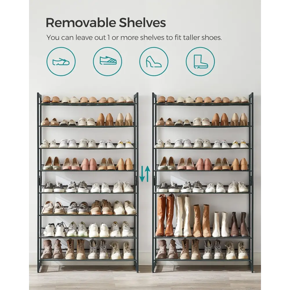 SONGMICS 8-Tier Shoe Rack Storage 32 pairs with Adjustable Shelves Gray LMR08GBV1 - Furniture > Living Room