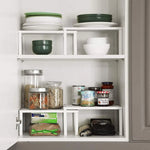 SONGMICS Cabinet Shelf Organizers Set of 4 Metal Kitchen Counter Shelves White KCS006W01 - Furniture > Dining