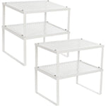 SONGMICS Cabinet Shelf Organizers Set of 4 Metal Kitchen Counter Shelves White KCS006W01 - Furniture > Dining