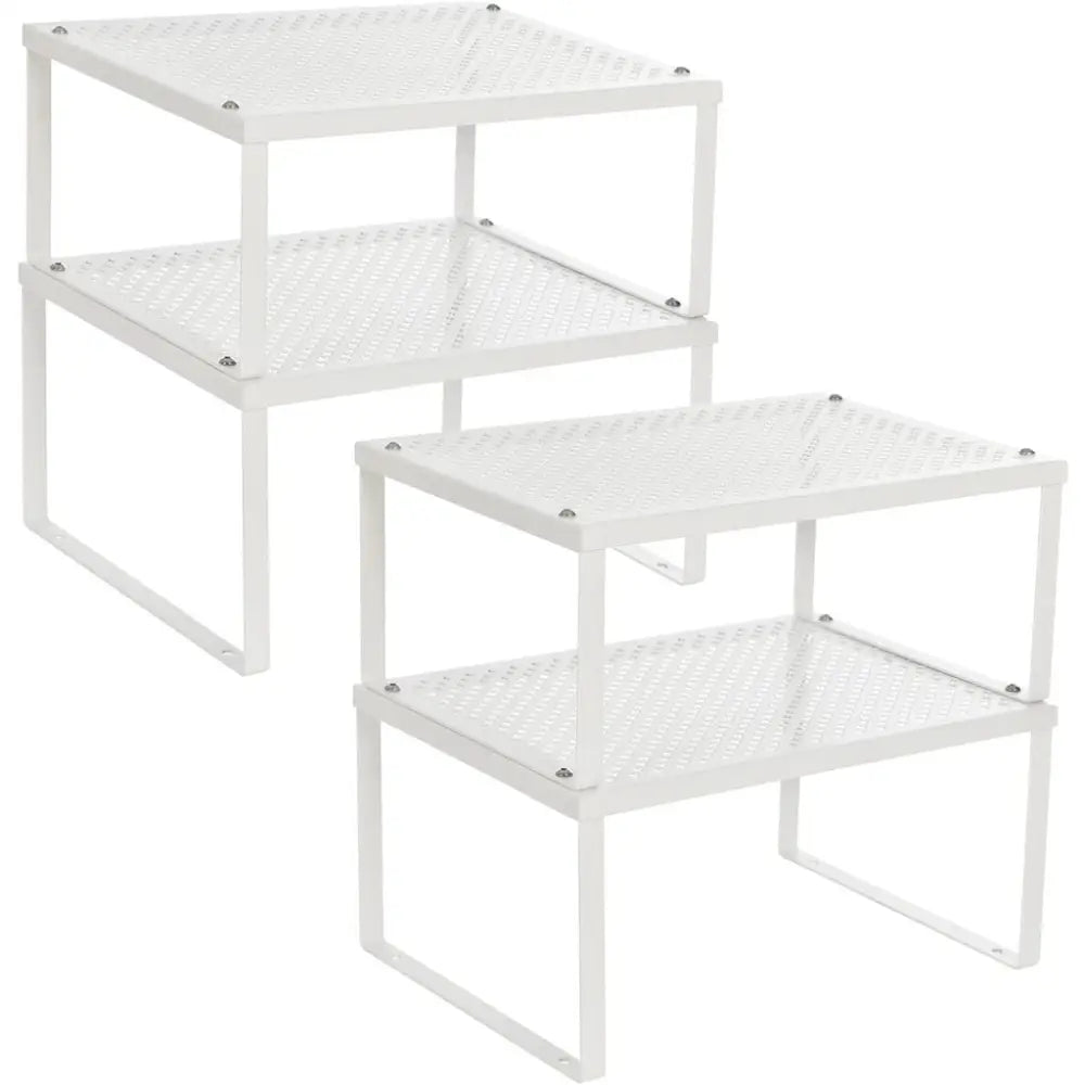 SONGMICS Cabinet Shelf Organizers Set of 4 Metal Kitchen Counter Shelves White KCS006W01 - Furniture > Dining