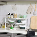 SONGMICS Cabinet Shelf Organizers Set of 4 Metal Kitchen Counter Shelves White KCS006W01 - Furniture > Dining