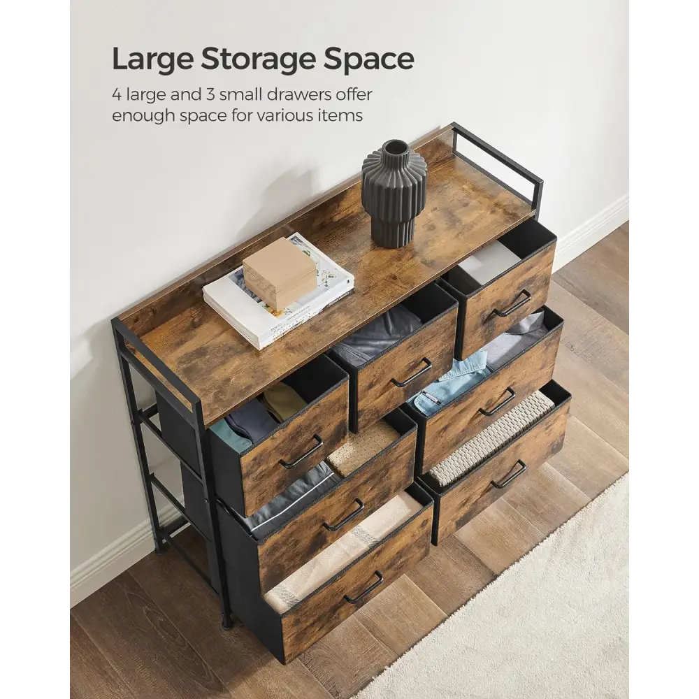 SONGMICS Dresser for Bedroom Chest of Drawers Rustic Brown and Black LTS137B01 - Home & Garden > Storage