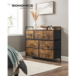 SONGMICS Dresser for Bedroom Chest of Drawers Rustic Brown and Black LTS137B01 - Home & Garden > Storage
