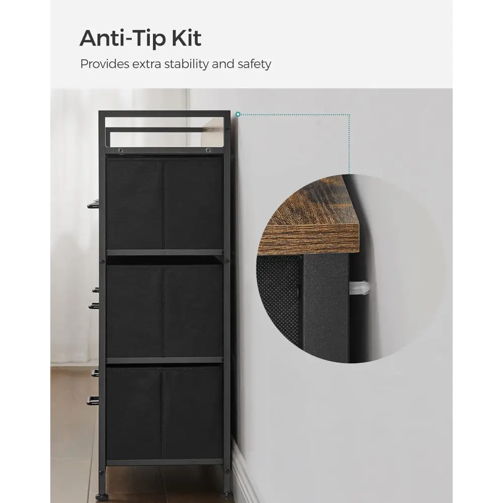 SONGMICS Dresser for Bedroom Chest of Drawers Rustic Brown and Black LTS137B01 - Home & Garden > Storage