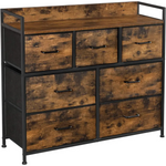 SONGMICS Dresser for Bedroom Chest of Drawers Rustic Brown and Black LTS137B01 - Home & Garden > Storage