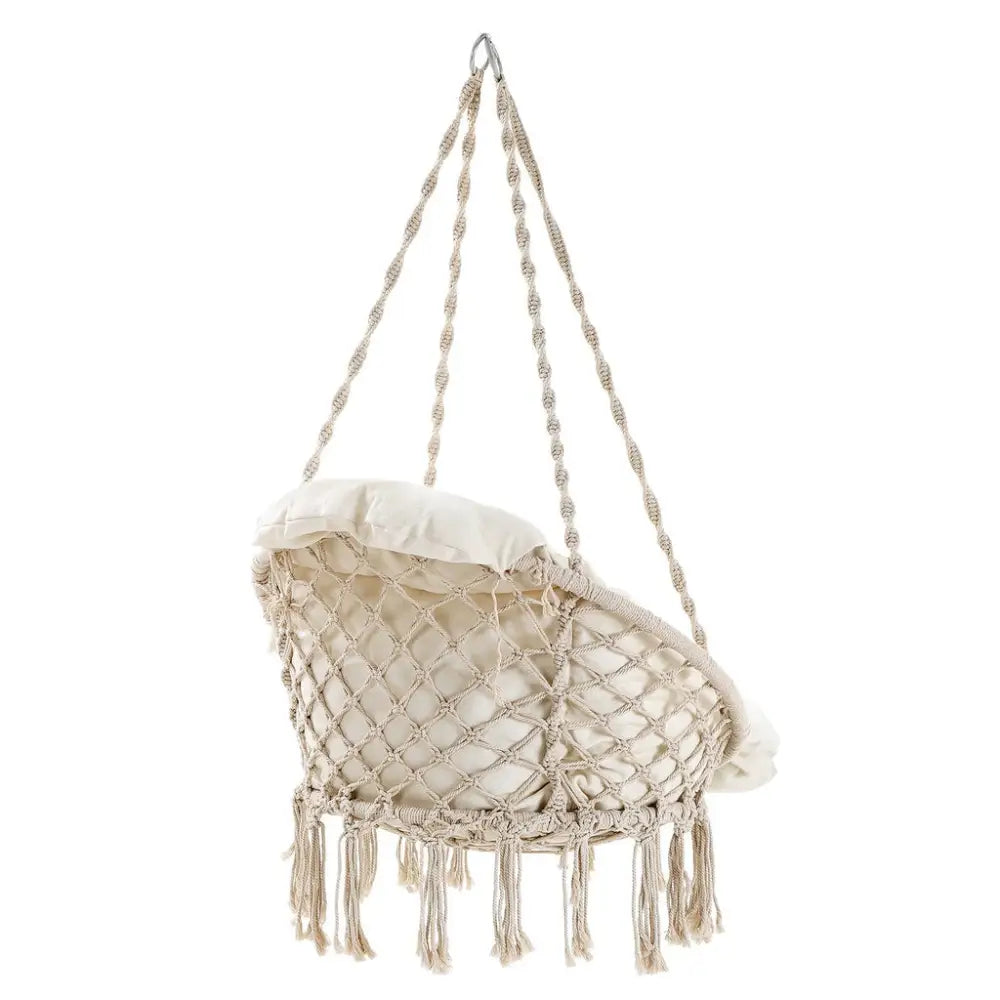 SONGMICS Hammock Hanging Chair with Cushion Cloud White - Home & Garden > Garden Furniture