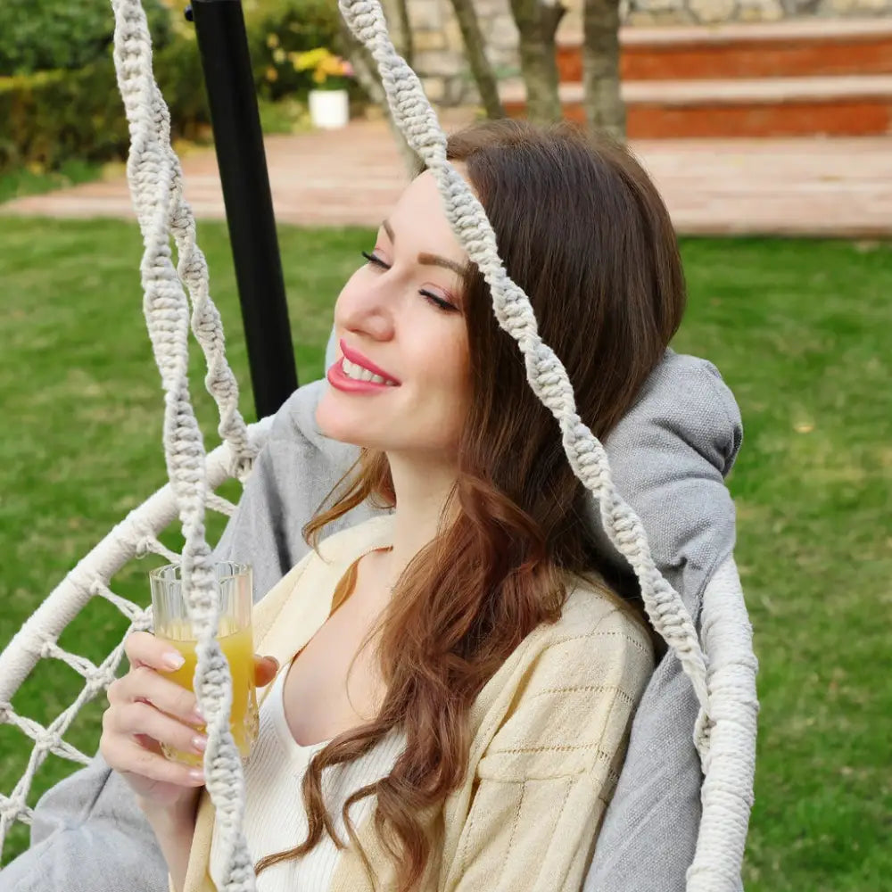 SONGMICS Hammock Hanging Chair with Cushion Gray - Home & Garden > Garden Furniture