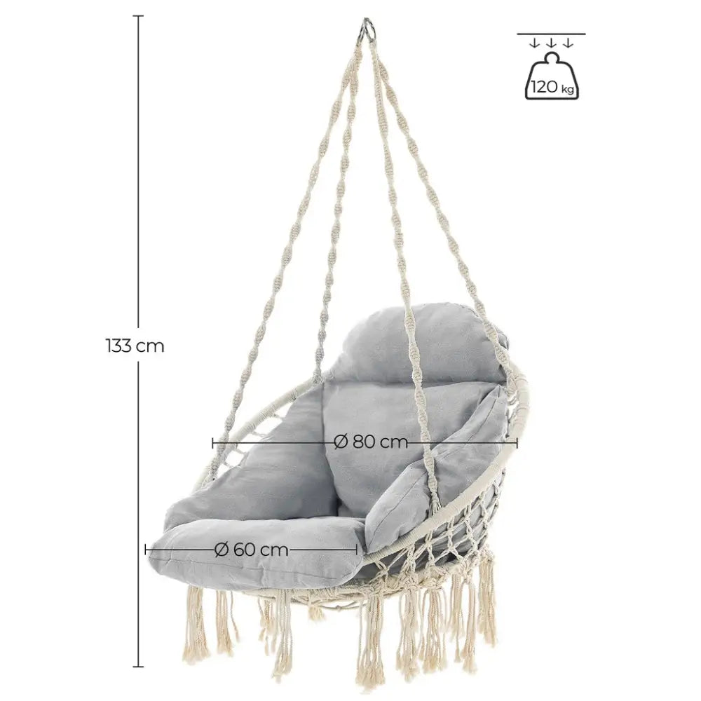 SONGMICS Hammock Hanging Chair with Cushion Gray - Home & Garden > Garden Furniture