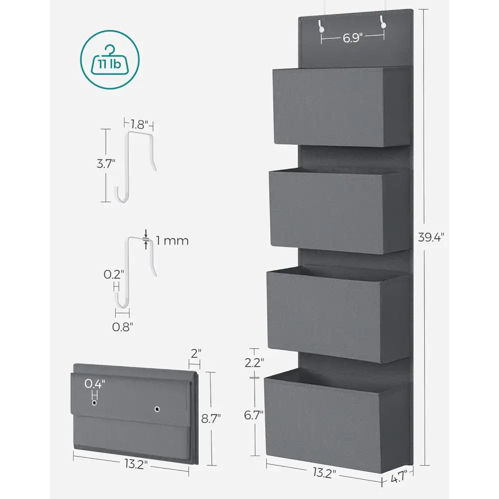 SONGMICS Hanging Closet Organizers and Storage with 4 Compartments Gray RDH04G - Home & Garden > Storage