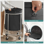 SONGMICS Laundry Basket with Wheels with Steel Frame and Removable Bag Black RLS001B01 - Home & Garden > Laundry &