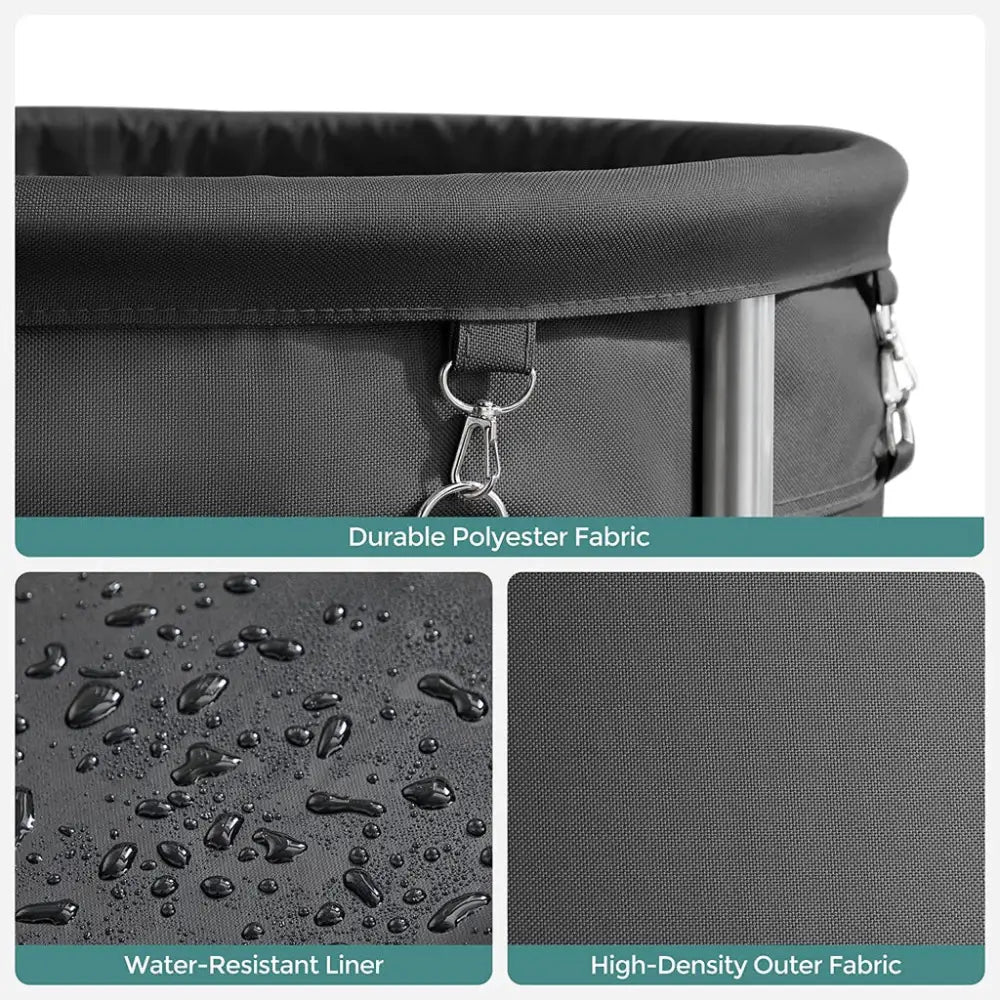 SONGMICS Laundry Basket with Wheels with Steel Frame and Removable Bag Black RLS001B01 - Home & Garden > Laundry &