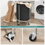 SONGMICS Laundry Basket with Wheels with Steel Frame and Removable Bag Black RLS001B01 - Home & Garden > Laundry &