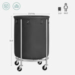 SONGMICS Laundry Basket with Wheels with Steel Frame and Removable Bag Black RLS001B01 - Home & Garden > Laundry &