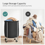 SONGMICS Laundry Basket with Wheels with Steel Frame and Removable Bag Black RLS001B01 - Home & Garden > Laundry &
