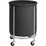 SONGMICS Laundry Basket with Wheels with Steel Frame and Removable Bag Black RLS001B01 - Home & Garden > Laundry &