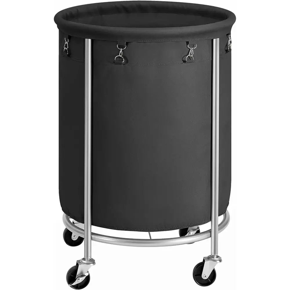 SONGMICS Laundry Basket with Wheels with Steel Frame and Removable Bag Black RLS001B01 - Home & Garden > Laundry &