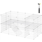 SONGMICS Metal Wire Two-Story Pet Playpen with Zip Ties White - Pet Care > Dog Supplies > Dog Playpens & Gates