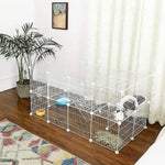 SONGMICS Metal Wire Two-Story Pet Playpen with Zip Ties White - Pet Care > Dog Supplies > Dog Playpens & Gates