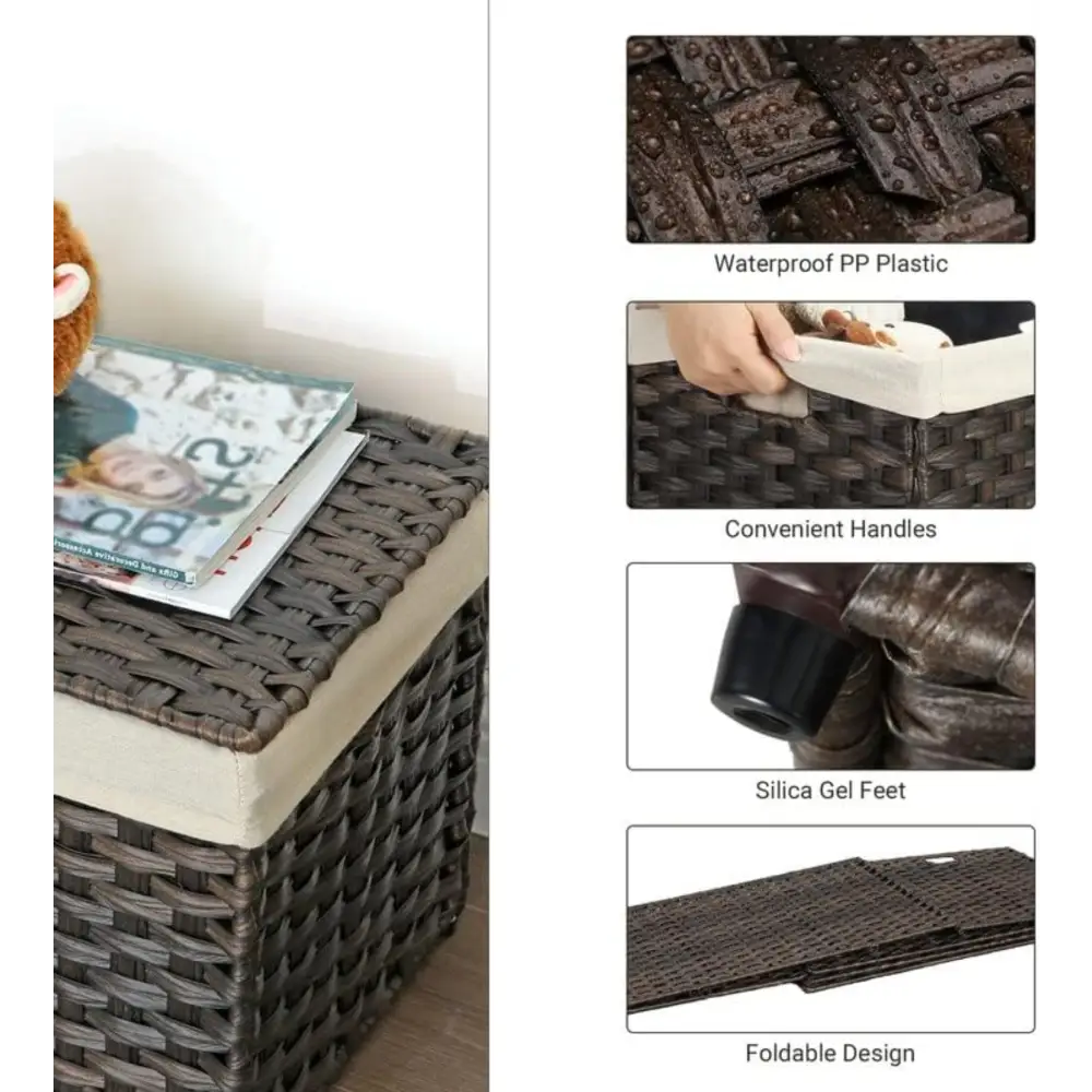 SONGMICS Storage Basket with Lid 160L Metal Frame Brown - Home & Garden > Storage