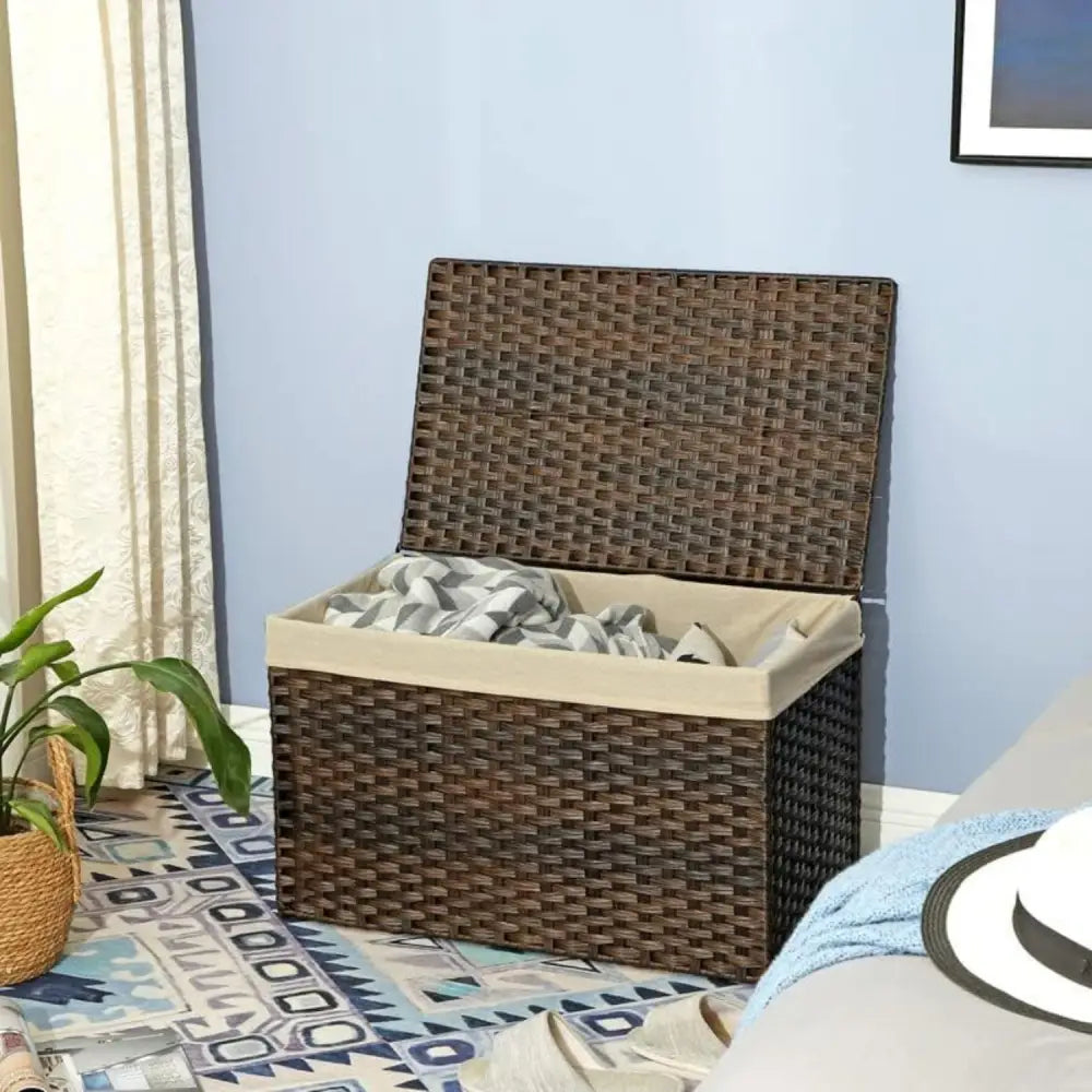 SONGMICS Storage Basket with Lid 160L Metal Frame Brown - Home & Garden > Storage