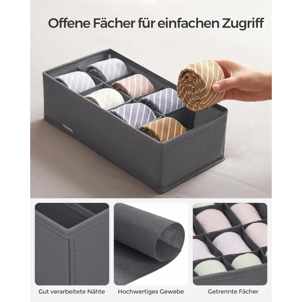 SONGMICS Underwear Storage Folding Fabric Boxes Set of 8 Grey RUS08GY - Home & Garden > Storage