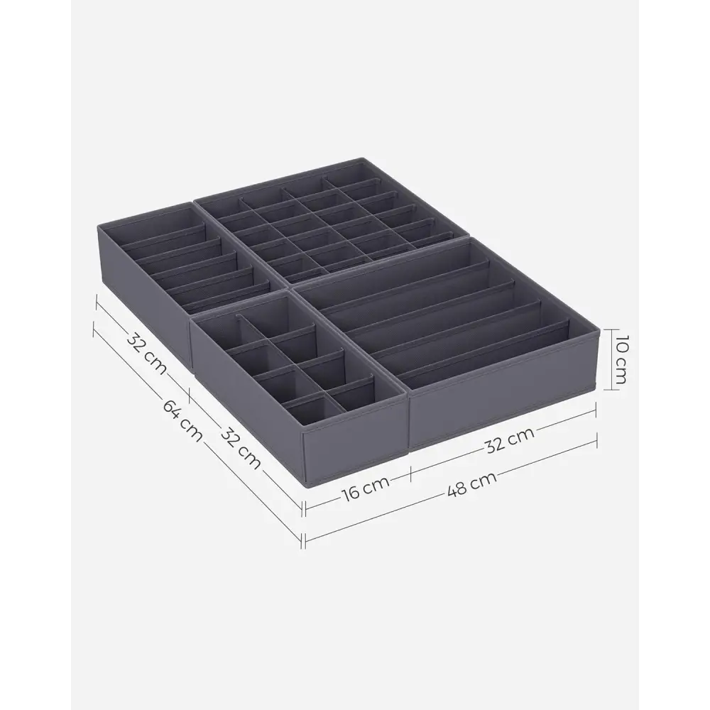 SONGMICS Underwear Storage Folding Fabric Boxes Set of 8 Grey RUS08GY - Home & Garden > Storage