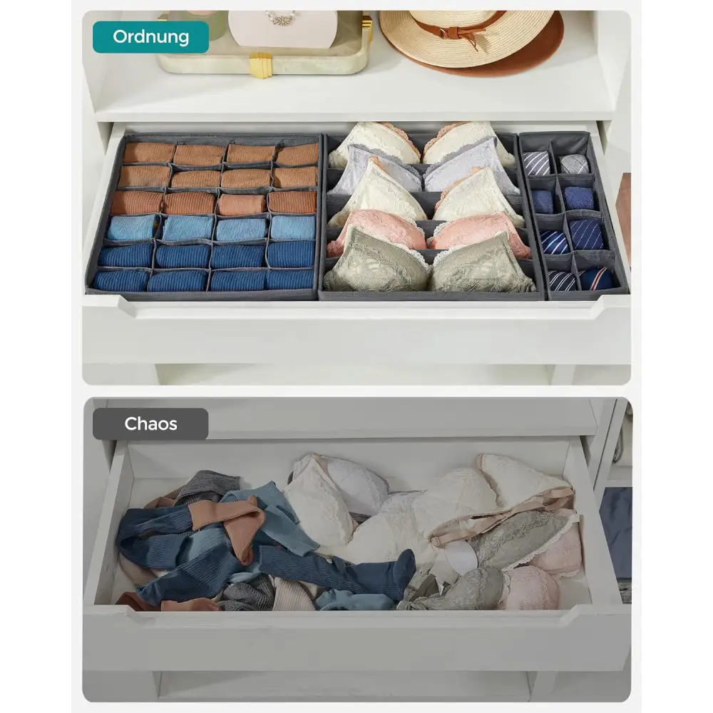 SONGMICS Underwear Storage Folding Fabric Boxes Set of 8 Grey RUS08GY - Home & Garden > Storage