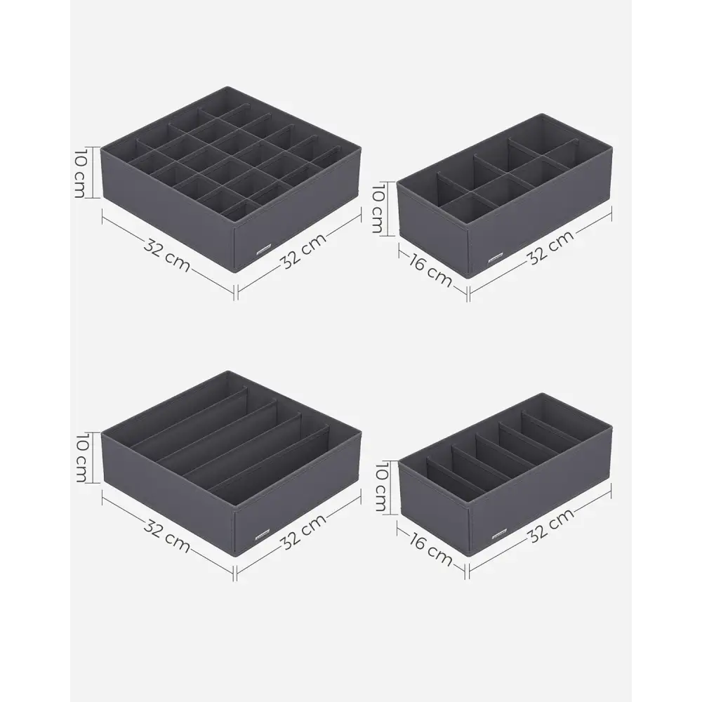 SONGMICS Underwear Storage Folding Fabric Boxes Set of 8 Grey RUS08GY - Home & Garden > Storage