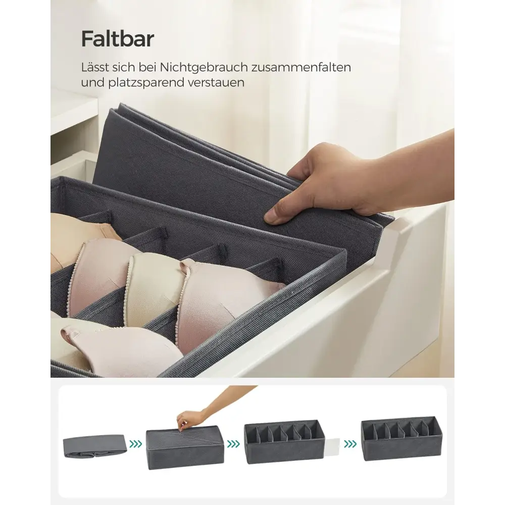 SONGMICS Underwear Storage Folding Fabric Boxes Set of 8 Grey RUS08GY - Home & Garden > Storage