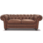 Sonny 2.5 Seater Genuine Leather Sofa Chestfield Lounge Couch - Butterscotch - Furniture > Sofas