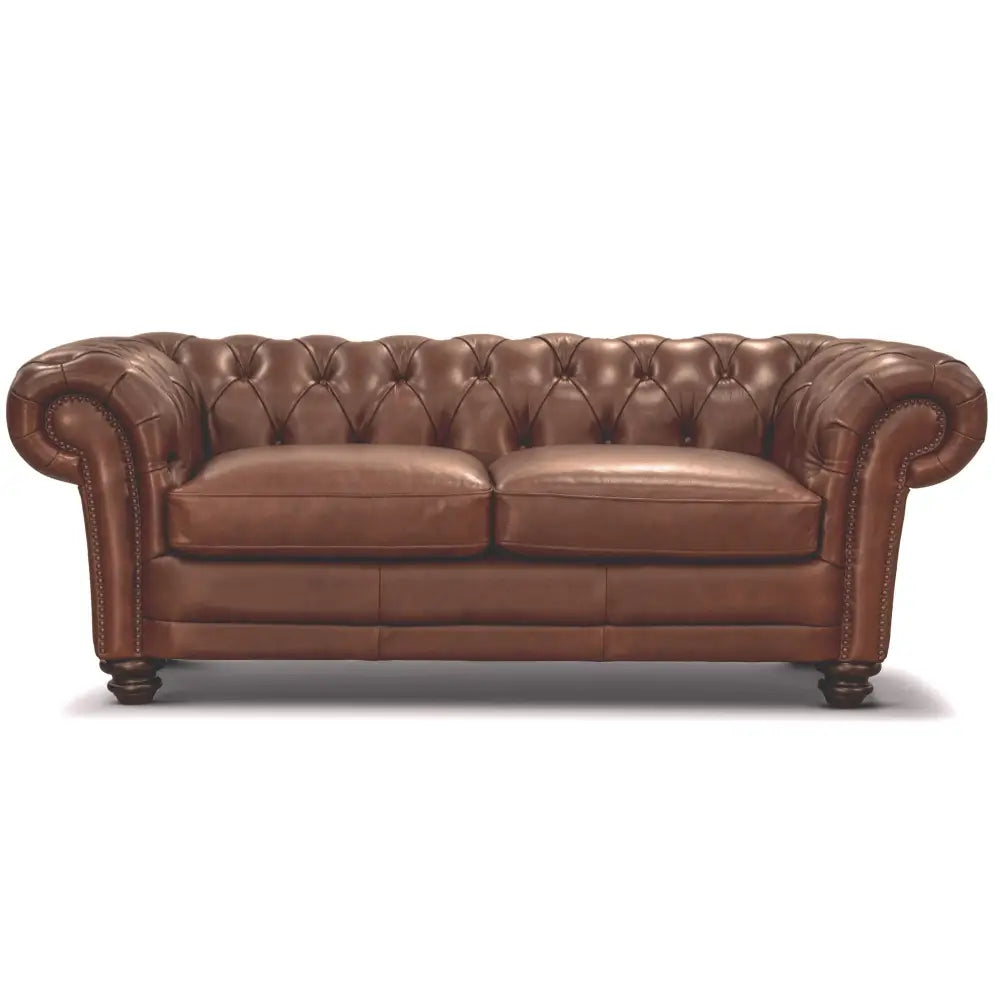 Sonny 2.5 Seater Genuine Leather Sofa Chestfield Lounge Couch - Butterscotch - Furniture > Sofas