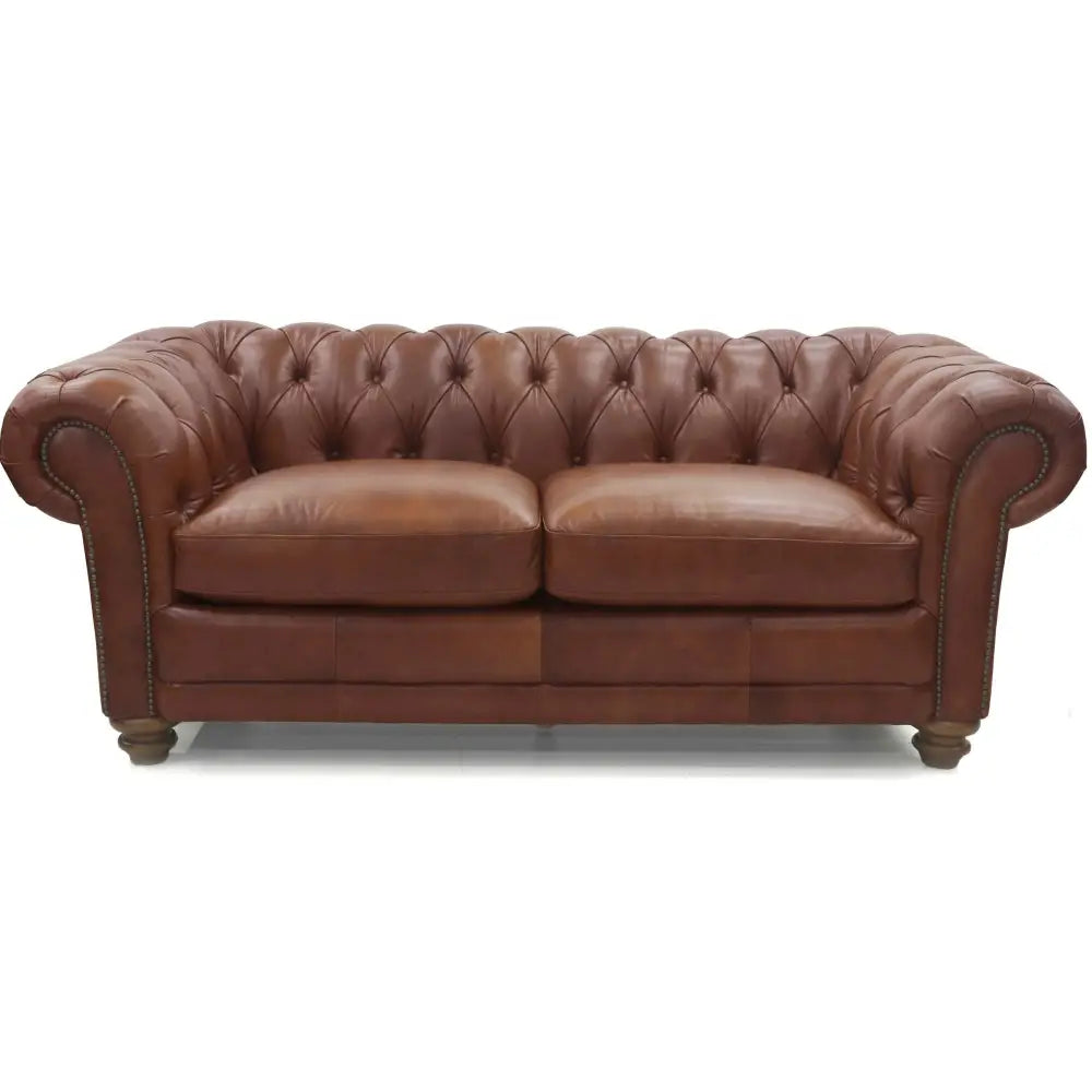 Sonny 2.5 Seater Genuine Leather Sofa Chestfield Lounge Couch - Butterscotch - Furniture > Sofas