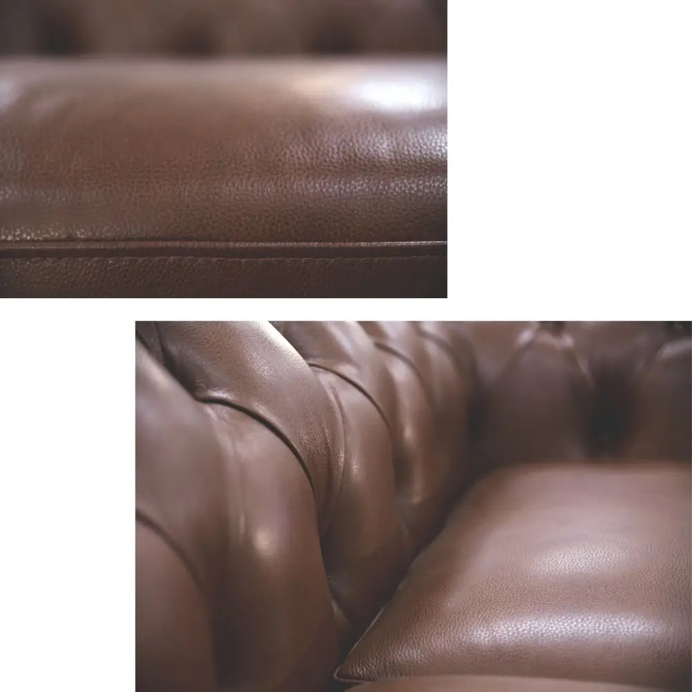 Sonny 2.5 Seater Genuine Leather Sofa Chestfield Lounge Couch - Butterscotch - Furniture > Sofas