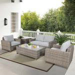 Sophy 131cm Wicker Rattan Outdoor Coffee Table 50cm Side Table Set - Furniture > Outdoor
