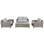 Sophy 2 + 1 + 1 Seater Wicker Rattan Outdoor Sofa Set Coffee Side Table Chair Lounge - Furniture > Outdoor