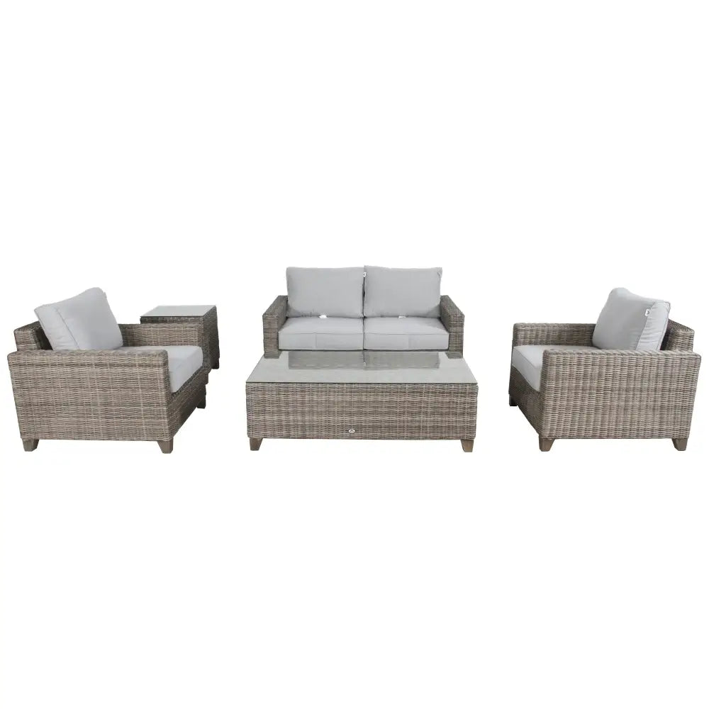 Sophy 2 + 1 + 1 Seater Wicker Rattan Outdoor Sofa Set Coffee Side Table Chair Lounge - Furniture > Outdoor