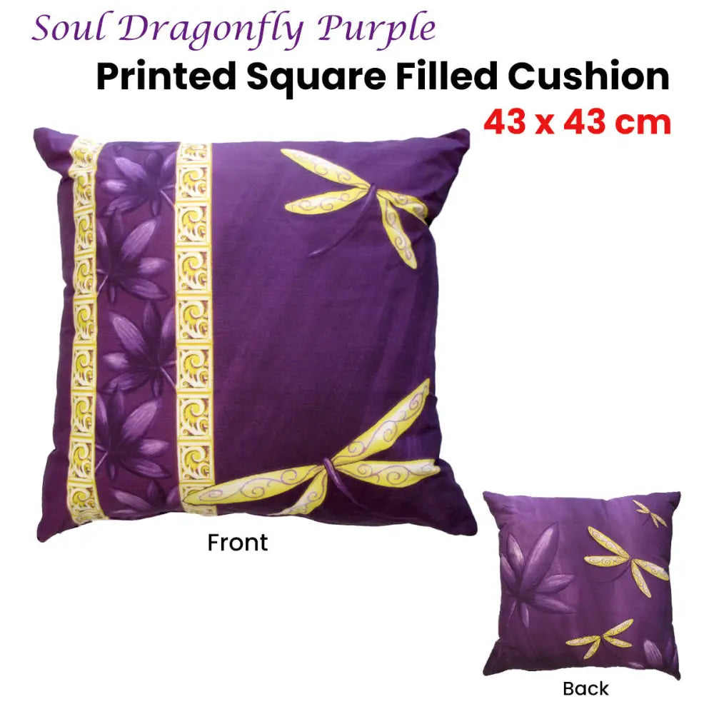 Soul Dragonfly Purple Square Filled Cushion 43 x 43 cm - Home & Garden > Decor > Cushions & Throws
