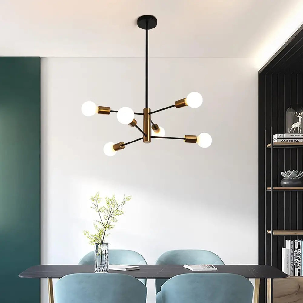 Sputnik Chandelier Modern Industrial 6-Light Black & Gold - Home & Garden > Lighting