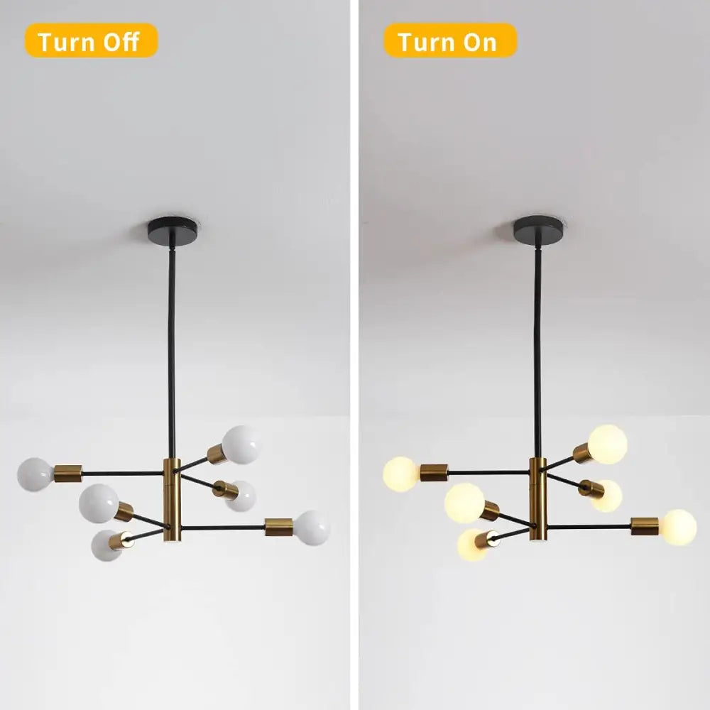 Sputnik Chandelier Modern Industrial 6-Light Black & Gold - Home & Garden > Lighting