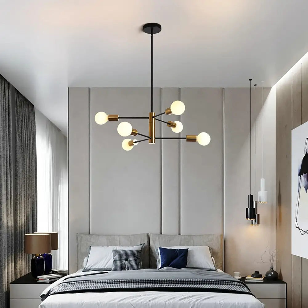 Sputnik Chandelier Modern Industrial 6-Light Black & Gold - Home & Garden > Lighting