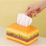 Square Creative Burger Tissue Box - Fun American-Style Cartoon Paper Towel Holder for Home Décor and Gifts - Home &